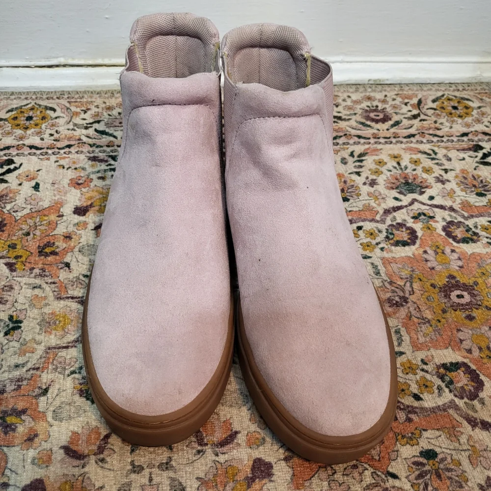 H&M Size 8.5 Women's Light Pink Suede Ankle Boots Pull On Booties